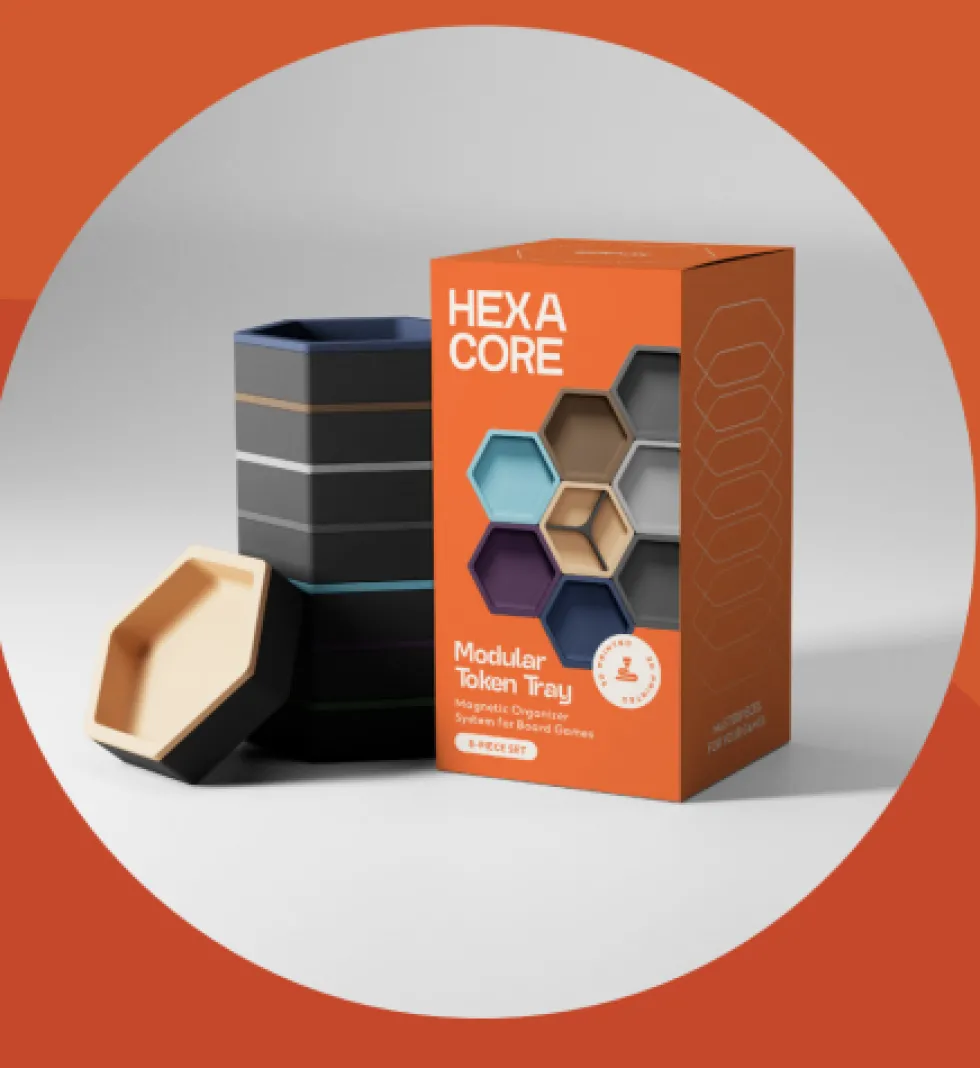 Board Geek Fox: Magnetyczne sześciokątne tacki na tokeny - earth colors (8 sztuk)