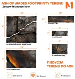 Footprinty Terenu Warhammer 40k 11. edycja - Ash of Wades - zestaw 16 znaczników