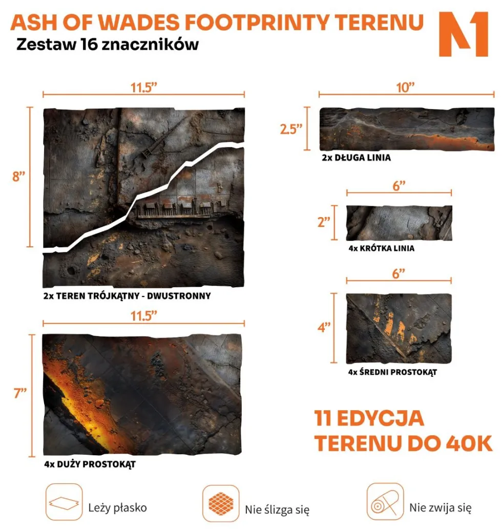 Footprinty Terenu Warhammer 40k 11. edycja - Ash of Wades - zestaw 16 znaczników