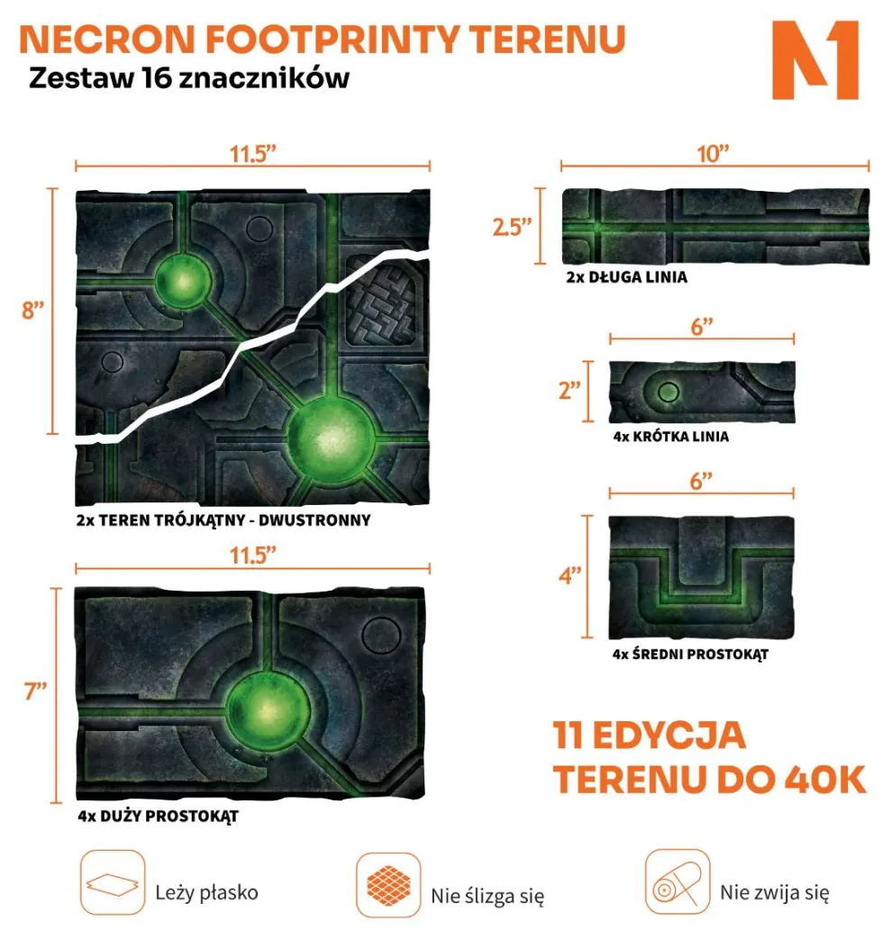 Footprinty Terenu Warhammer 40k 11. edycja - Necron - zestaw 16 znaczników