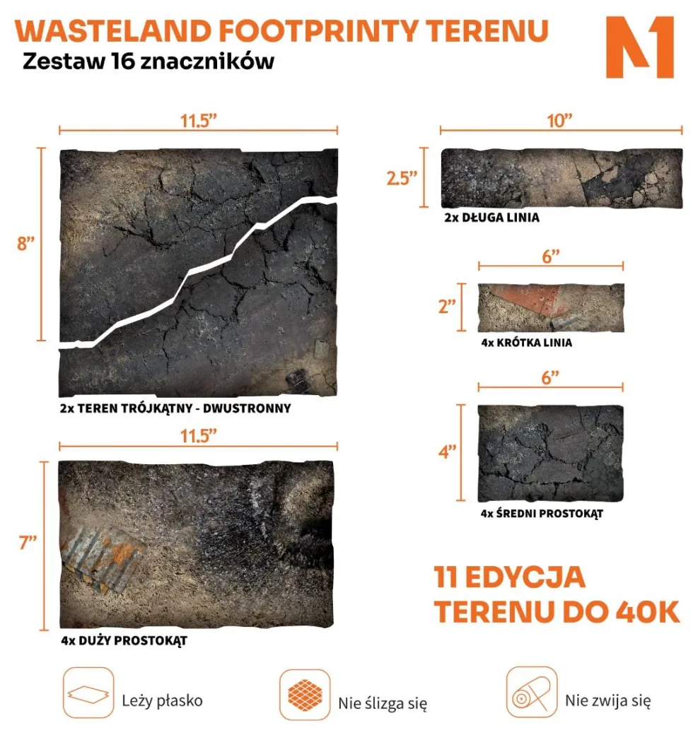 Footprinty Terenu Warhammer 40k 11. edycja - Wasteland - zestaw 16 znaczników