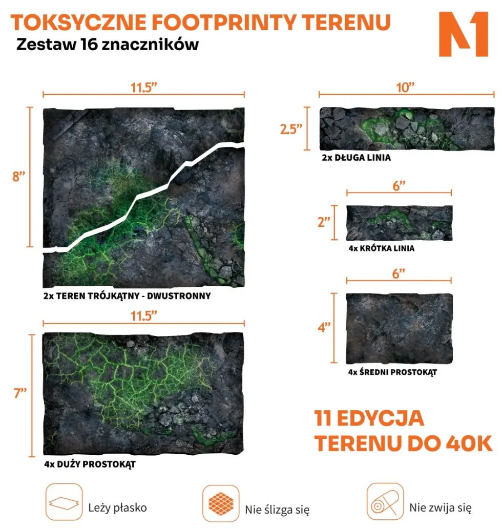 Footprinty Terenu Warhammer 40k 11. edycja - Toksyna - zestaw 16 znaczników