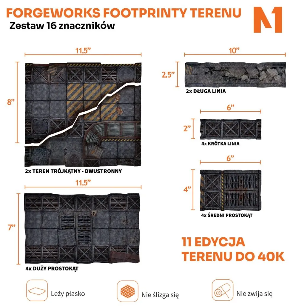 Footprinty Terenu Warhammer 40k 11. edycja - Forgeworks - zestaw 16 znaczników