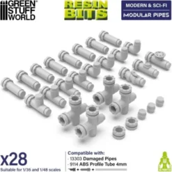 Green Stuff World: Modern & Sci-fi - Rury modułowe - 28 elementów (Modular pipes)