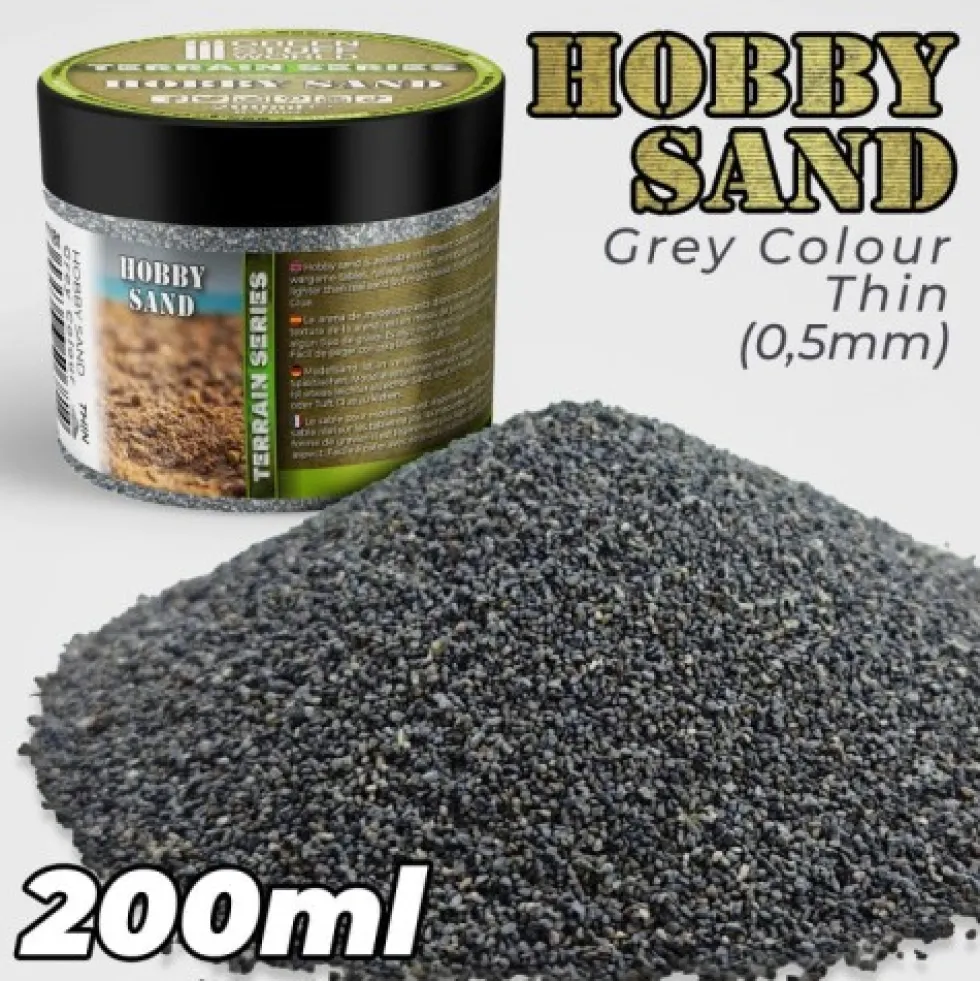 Green Stuff World: Posypka modelarska - Drobny piasek hobbystyczny 200ml - Dark Grey