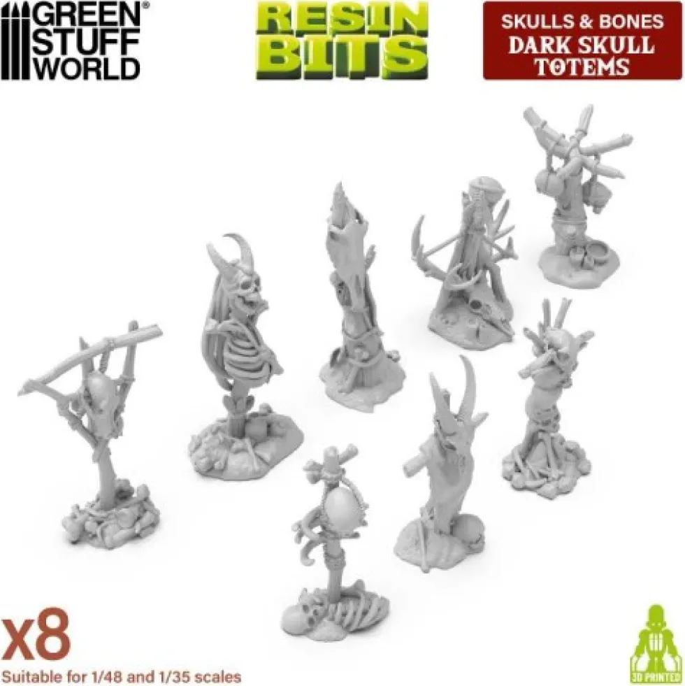 Green Stuff World: Skulls & Bones - Dark Skull Totems (8 elementów)