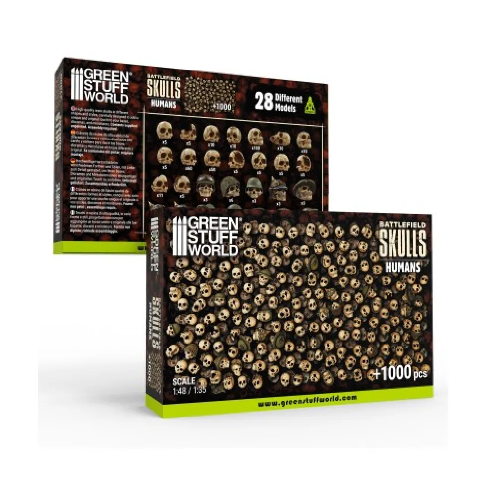 Green Stuff World: Skulls & Bones - Battlefield Resin Skulls (1000+ elementów)