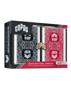 Karty do gry Copag: Wsop Ju Face - zestaw plastikowych kart do pokera (czerwony/niebieski) JUMBO