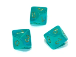 Kości Chessex - kostka k10 Borealis Teal/gold - Luminary (świecące w ciemnościach)