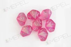 Kości Chessex - kostka k10 Borealis Pink/silver (święcące w ciemnościach)