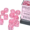 Kości Chessex - kostka k6 16mm Borealis Pink/silver - Luminary (świecące w ciemnościach)