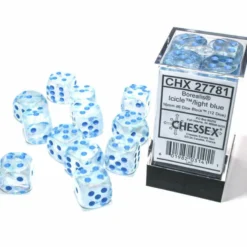 Kości Chessex - kostka k6 16mm Borealis Icicle/light blue - Luminary (świecące w ciemnościach)
