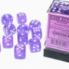 Kości Chessex - kostka k6 16mm Borealis Purple/white - Luminary (świecące w ciemnościach)