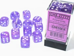Kości Chessex - kostka k6 16mm Borealis Purple/white - Luminary (świecące w ciemnościach)