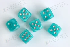 Kości Chessex - kostka k6 16mm Cirrus Aqua/silver