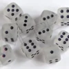 Kości Chessex - kostka k6 12mm Frosted Clear/black