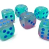 Kości Chessex - kostka k6 16mm Gemini Gel Green-Pink/blue - Luminary (świecące w ciemnościach)