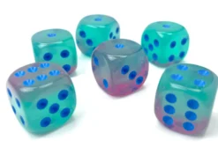 Kości Chessex - kostka k6 16mm Gemini Gel Green-Pink/blue - Luminary (świecące w ciemnościach)
