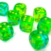 Kości Chessex - kostka k6 12mm Gemini Translucent Green-Teal/yellow