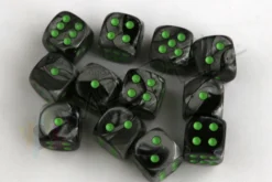 Kości Chessex - kostka k6 12mm Gemini Black-Grey/green