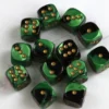 Kości Chessex - kostka k6 12mm Gemini Black-Green/gold