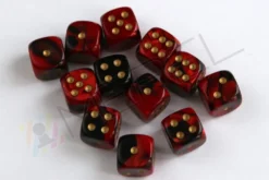 Kości Chessex - kostka k6 12mm Gemini Black-Red/gold