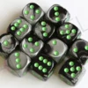 Kości Chessex - kostka k6 16mm Gemini Black-Grey/green