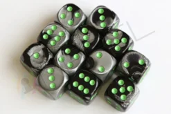 Kości Chessex - kostka k6 16mm Gemini Black-Grey/green