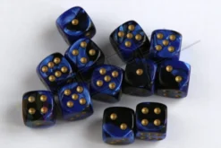 Kości Chessex - kostka k6 12mm Gemini Black-Blue/gold