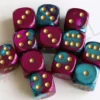 Kości Chessex - kostka k6 16mm Gemini Purple-Teal/gold