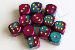 Kości Chessex - kostka k6 16mm Gemini Purple-Teal/gold