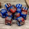 Kości Chessex - kostka k6 16mm - Great Britain War Gemini Blue-Red/white