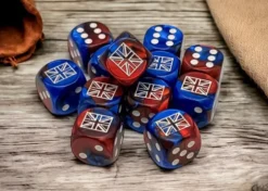 Kości Chessex - kostka k6 16mm - Great Britain War Gemini Blue-Red/white