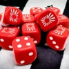 Kości Chessex - kostka k6 16mm - Japan War Opaque Red/white