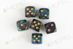 Kości Chessex - kostka k6 16mm Lustrous Shadow/gold