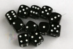 Kości Chessex - kostka k6 12mm Opaque Black/white