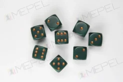 Kości Chessex - kostka k6 12mm Opaque Dusty Green/gold