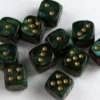 Kości Chessex - kostka k6 12mm Scarab Jade/gold