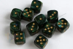 Kości Chessex - kostka k6 12mm Scarab Jade/gold