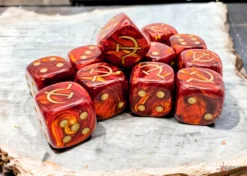 Kości Chessex - kostka k6 16mm - Soviet Union War Scarab Scarlet/gold