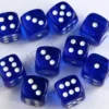 Kości Chessex - kostka k6 12mm Translucent Blue/White