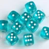 Kości Chessex - kostka k6 12mm Translucent Teal/white