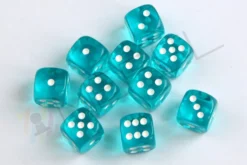 Kości Chessex - kostka k6 12mm Translucent Teal/white