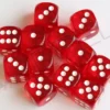 Kości Chessex - kostka k6 16mm Translucent Red/white