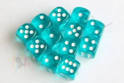 Kości Chessex - kostka k6 16mm Translucent Teal/white