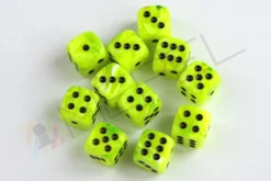 Kości Chessex - kostka k6 12mm Vortex Bright Green/black