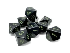 Kości Chessex - kostka k10 - Opaque Black/Green
