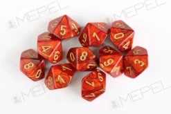 Kości Chessex - kostka k10 Scarab Scarlet/gold