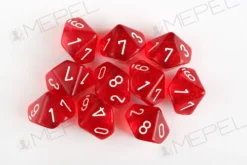 Kości Chessex - kostka k10 Translucent Red/white