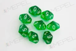 Kości Chessex - kostka k10 Translucent Green/white